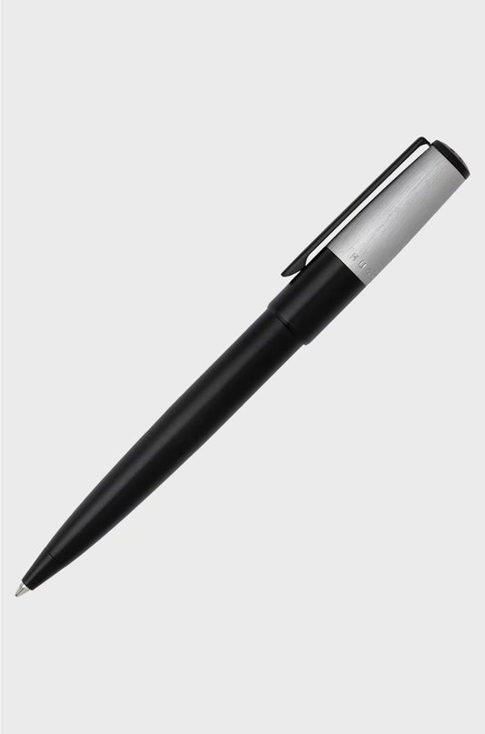 BALLPOINT PEN WITH BRUSHED BLACK AND CHROME EFFECTS