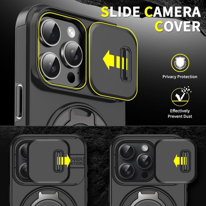 "ChubbyArmor 2.0" Military-Grade Shockproof Magnetic Case with Camera Slide & 360° Kickstand Ring
