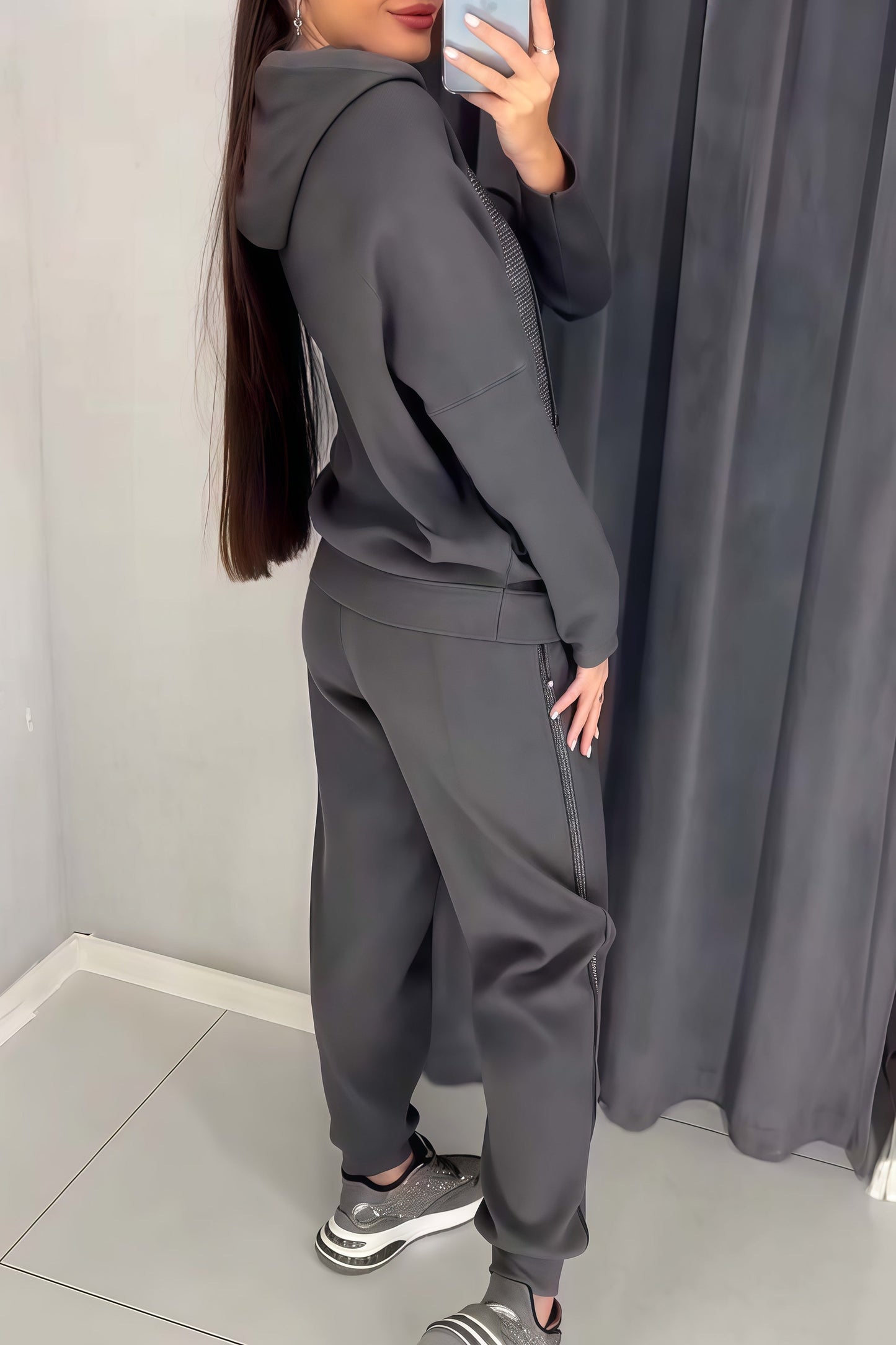 🔥Women's casual diamond embellished hooded track suit