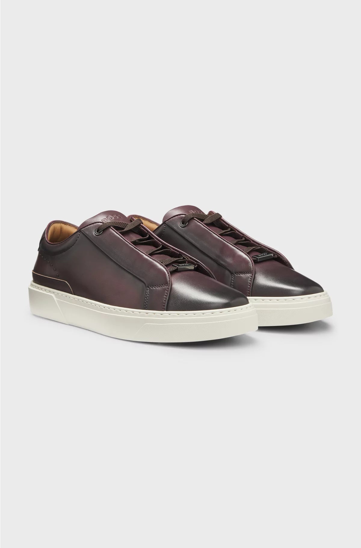 GARY LEATHER TRAINERS WITH HIDDEN LACES
